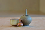 Miniature Hand Thrown Ceramic Vase Trio "D" in Green, Brown and Taupe