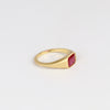 Side view of Ruby signet in 18k gold by Elizabeth Street Jewelry.
