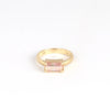 Eagle Claw Bar ring in pale pink tourmaline by ELizabeth Street Jewelry in 14k brushed gold.