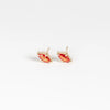Prong Set Marquise Sapphire Studs in Orange by Elizabeth Street Jewelry. Great everyday earrings on white background.
