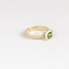 Side view of Tsavorite Open Basket Signet on Ridged Band by Elizabeth Street Jewelry in size 6.5