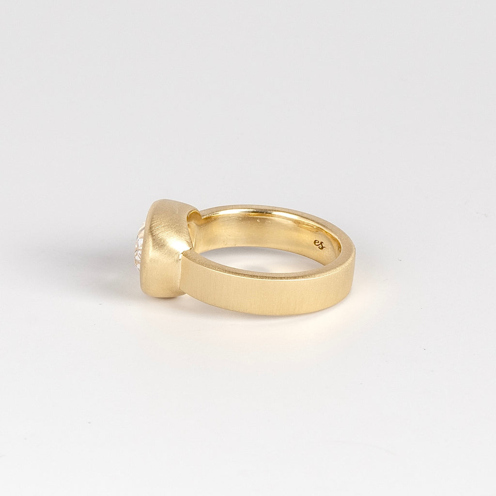 Side view of Jumbo Old Mine Solitaire Signet ring by Elizabeth Street.