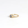 Side view of Ceylon Sapphire Signet by Elizabeth Street Jewelry. 