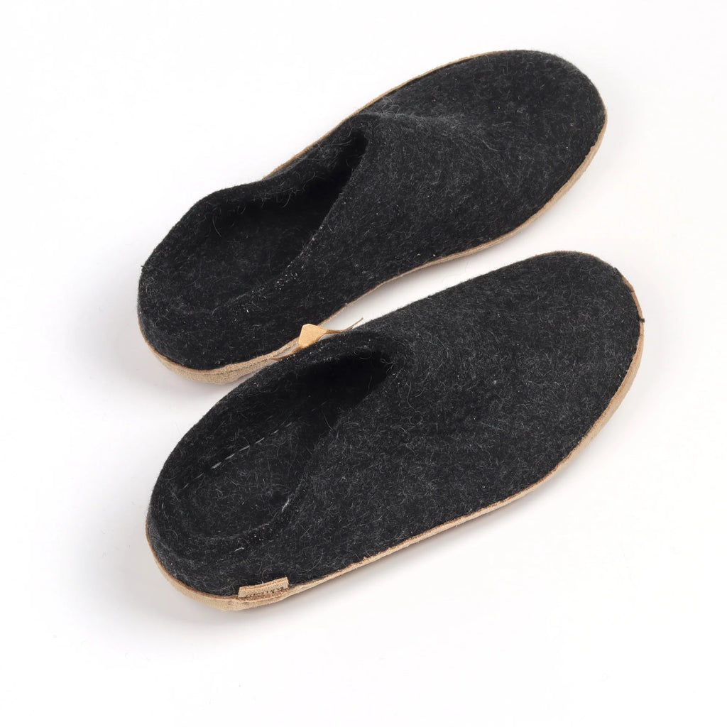 Glerups felt slippers from Denmark available in European sizes.