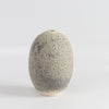Heather Rosenman oval ceramic vase in gray to white volcanic glaze on white background.