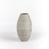 Alternate side of hand thrown gray grey clay vase with white  sgraffito "Scribe series" by Heather Rosenman.