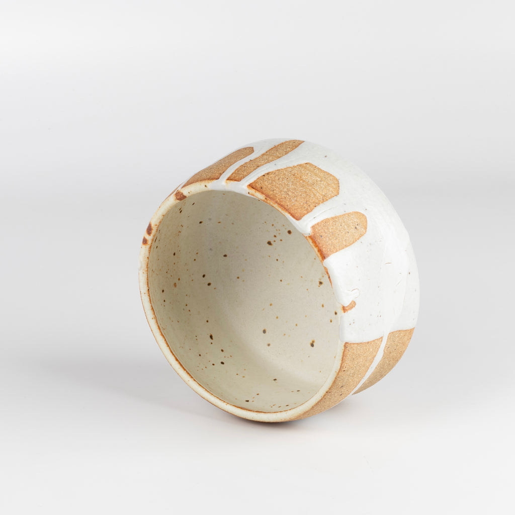Light and white clay matcha tea bowl by Lisa Barnet.