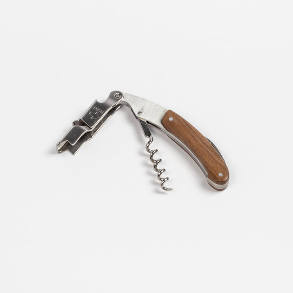 Classic Crafthouse Wine Key with wood handle open.