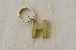 'H' Letter keyring, key chain, key ring in brass made by Carl Aubock. 