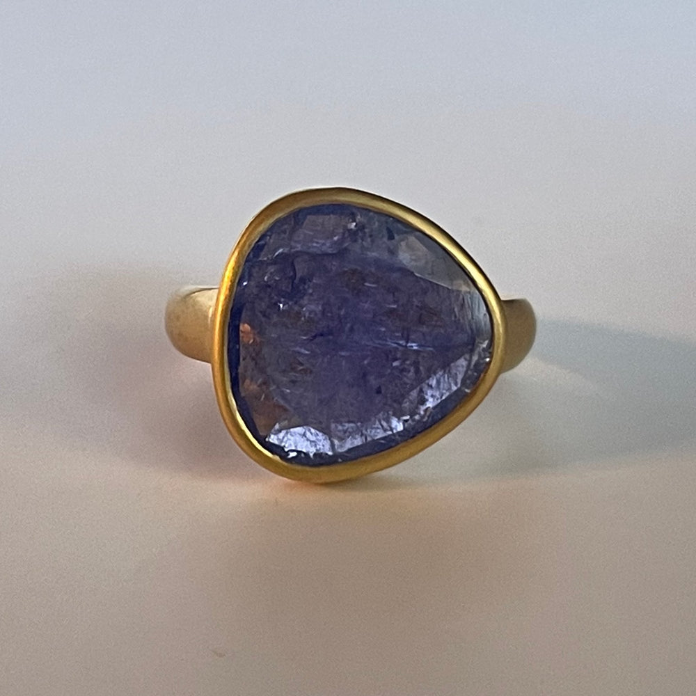 In store shot of Tanzanite Greek ring.