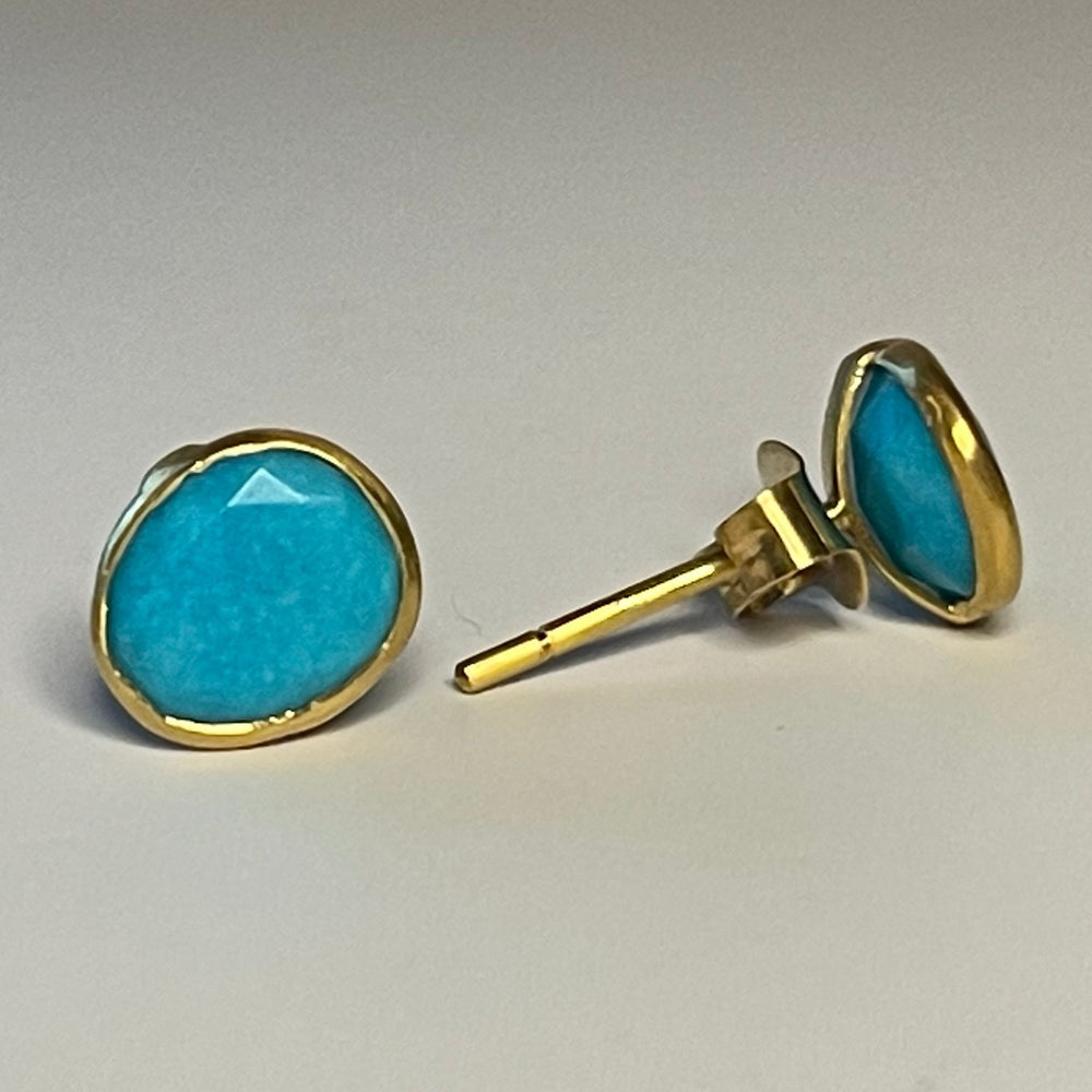 Pippa Small small stud earrings in turquoise and 18k on white.