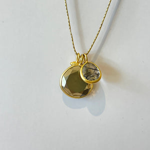 Double Colette Necklace in Black Pyrite and Rutilated Quartz by Pippa Small.