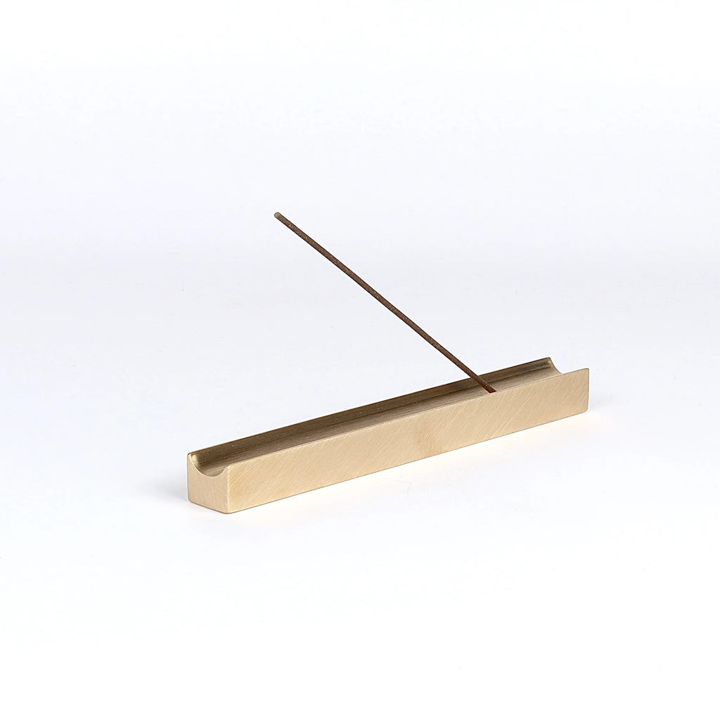 Other angle of Chord incense burner in brass by Cinnamon projects.