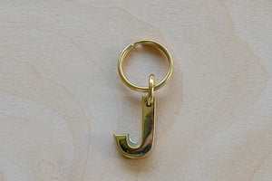 'J' Letter keyring, key chain, key ring in brass made by Carl Aubock. 