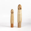 A pair of Sosaku Kokeshi by well known woodworker Shido Shozan (1932-1995), winner of Prime Minister's Prize in 1962. 