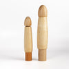Back of A pair of Sosaku Kokeshi by well known woodworker Shido Shozan (1932-1995), winner of Prime Minister's Prize in 1962. 