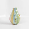 Robin Mix Cane Vase Thaibo showing spotted side on white background.
