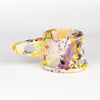 Other Side of EXP Standard Splatter Mug in Purple Stripe with Yellow and Orange designed by Peter Shire.