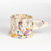 EXP Standard Splatter Mug in Purple, Orange, Blue with Peach designed by Peter Shire for Echo Park Pottery.