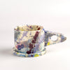 EXP Standard Splatter Mug in Plum with Purple Stripes by Peter Shire and Echo Park Pottery.