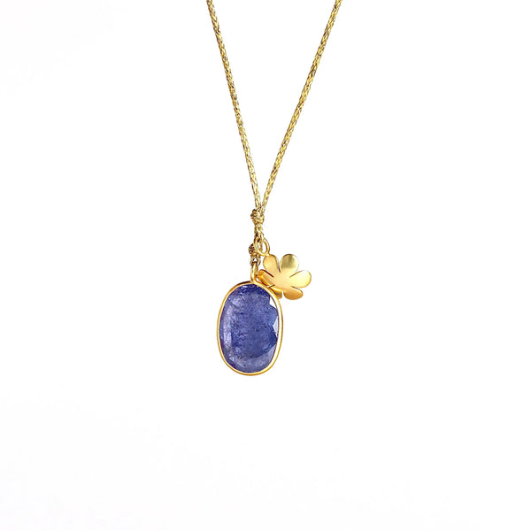 Single Colette Set Necklace in Tanzanite on white.