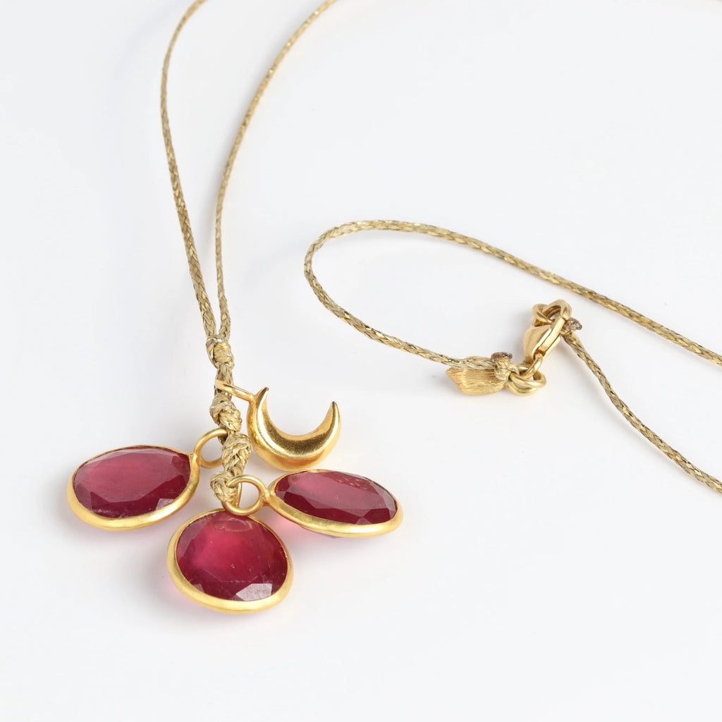 Colette Set Cluster with Moon and Ruby Necklace  by Pippa Small on white background.