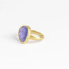Side view of Tanzanite Greek Ring by Pippa Small.