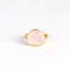 The Morganite Large  Greek Ring by Pippa Small Jewellery is an organically shaped, and hand cut, light pink, faceted and translucent morganite set in 18k yellow gold. Size 7.5 in stock.