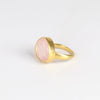 Alternate Side view of Large Greek ring in Morganite by Pippa Small.