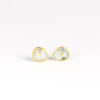 A new and smaller version of Pippa Small Classic Stud studs earrings in aquamarine and 18k yellow gold.