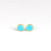 A smaller version of Pippa Small Classic Stud studs earrings in Turquoise and 18k yellow gold.
