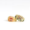 Carly-fornia Sunset and Mossy Bog Uber Encrusted Neli Half Shield rings by Polly Wales in OK one of a kind color ways.