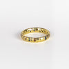 Polly Wales Classic Rainbow Confetti Band Ring in 18k recycled yellow gold with green, yellow, orange, blue, purple and pink sapphires and cast not set size 8.