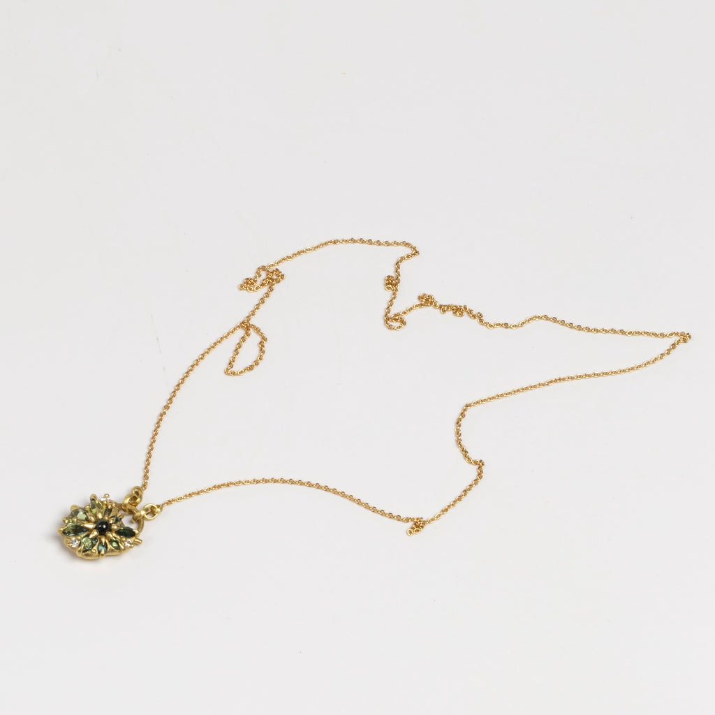 Full image of Green Fantaisie Encrusted Padlock Necklace by Polly Wales.