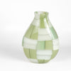 A large basketweave vase designed by Robin Mix in Tunbridge Glassworks, Vermont. Hand blown vase in green, using Italian techniques available at OK.