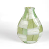 Alternate side of 9" green basketweave vase by Robin Mix.