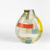 Robin Mix patchwork color block  multicolor "crazy quilt" vase 8" by Robin Mix. His sensibilities come from his training in Scandinavia, but is produced using the most sophisticated and iconic of traditional modernist Italian techniques.