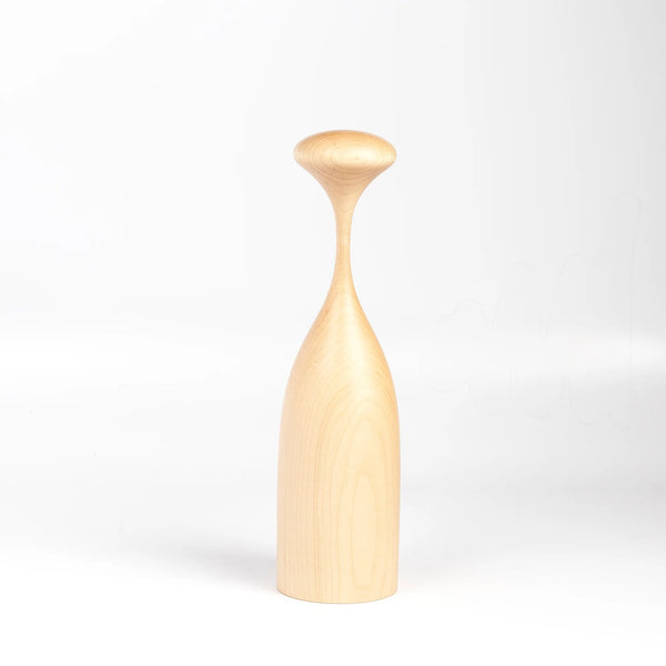 Serratus Pepper Mill by Tantalus Design in Sugar Maple wood is made for pepper although safe to use with rock salt on white background.