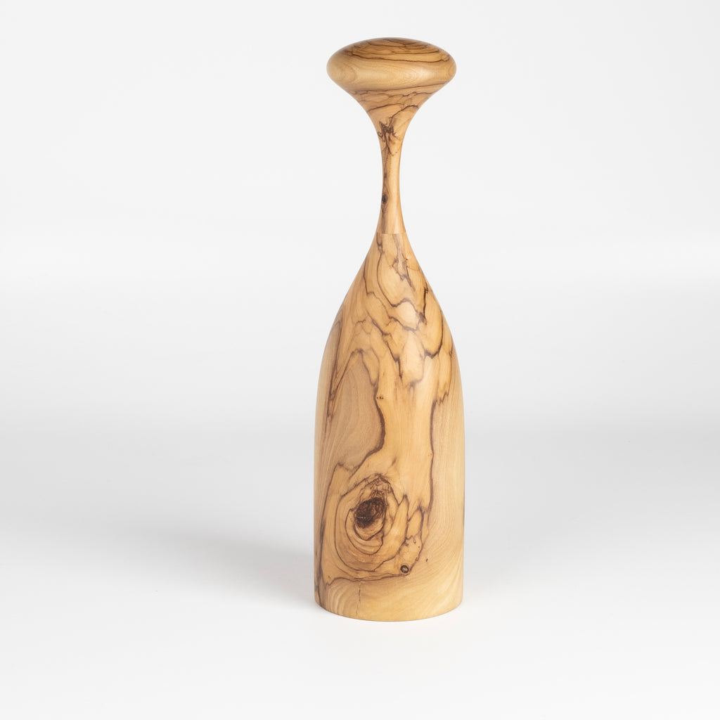 Serratus Pepper Mill in Olivewood olive wood byTantalus . Just twist. Made for pepper although safe to use with rock salt too, these grinders are made out of ethically sourced solid wood with internal reinforcement and an adjustable Danish ceramic grinding mechanism.