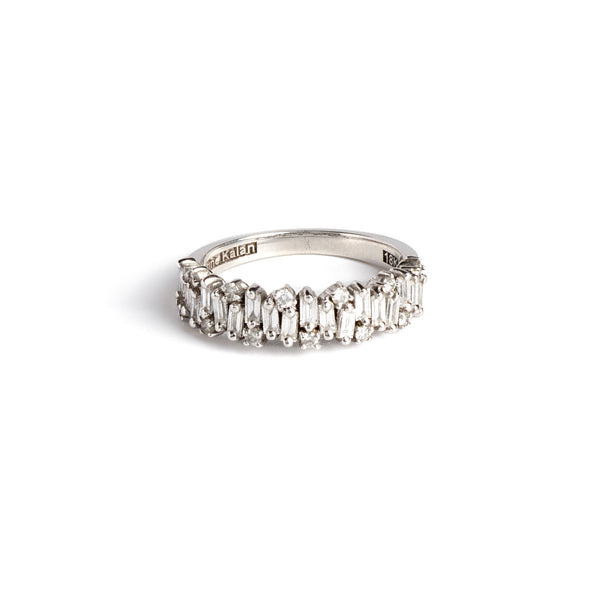 The Alternating Diamond Half Eternity Band on white background.