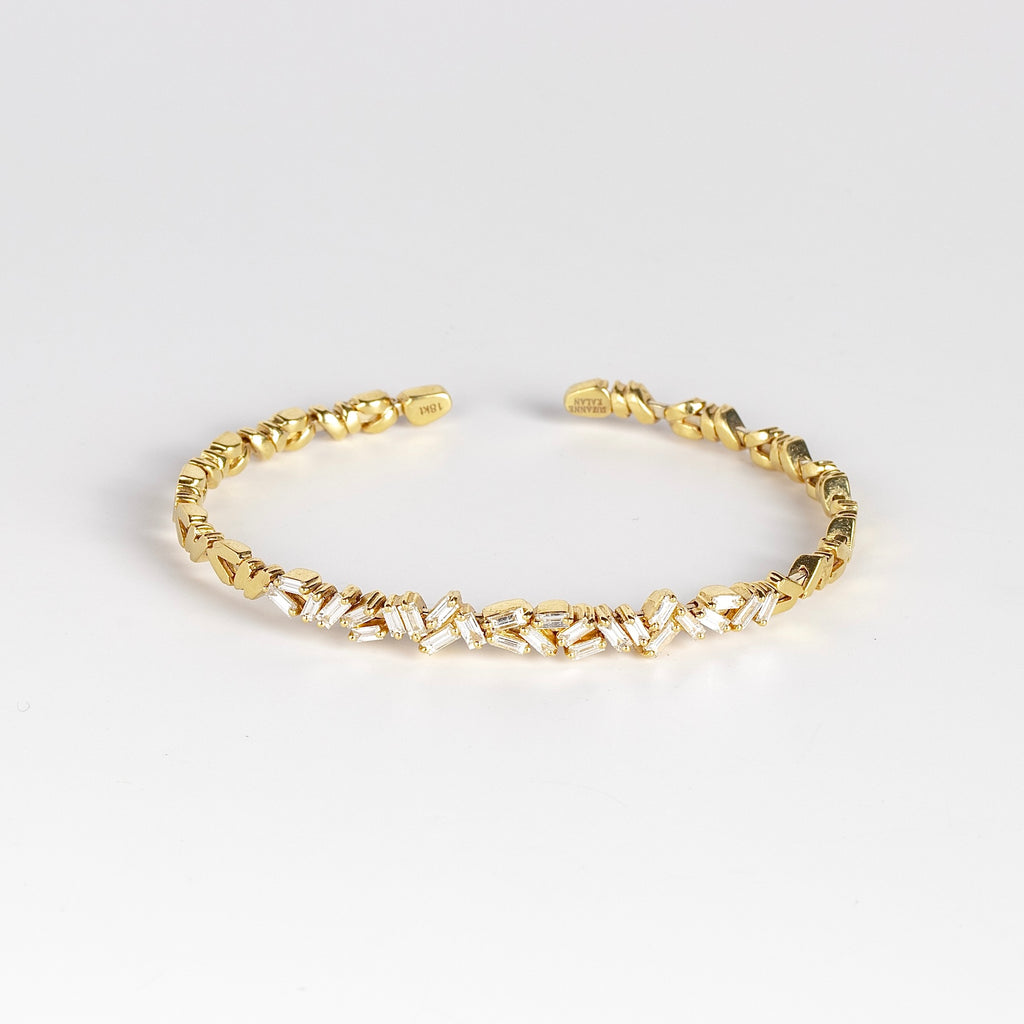 White diamond 18k zig zag bangle fom Suzanne Kalan.