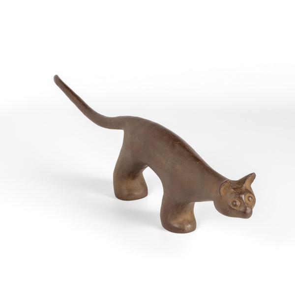 Large iron cat sculpture by Suzuki Morihisa studio.