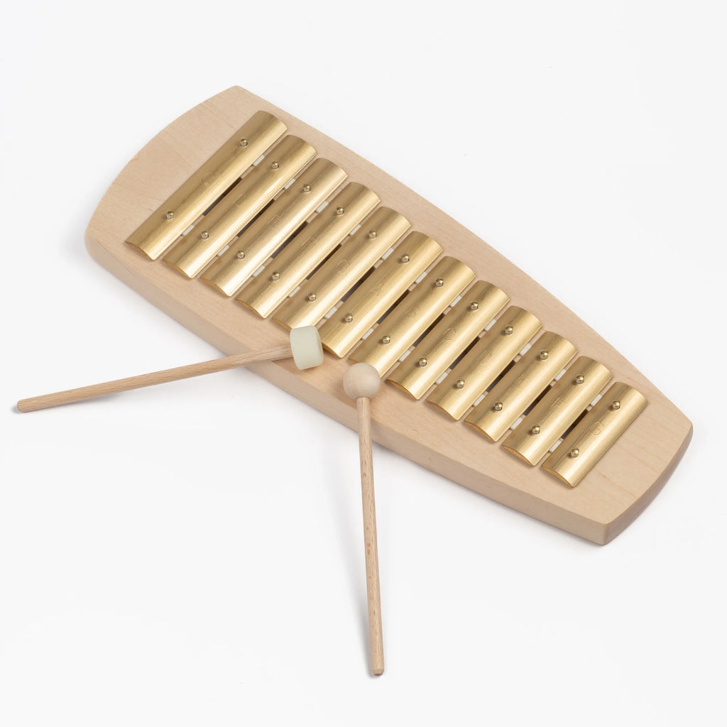 Auris 12 Key Glockenspiel in wood and brass.