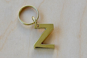 'Z' Letter keyring, key chain, key ring in brass made by Carl Aubock. 