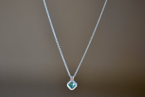 Duo bale Emerald pendant in platinum from Elizabeth Street from the back.