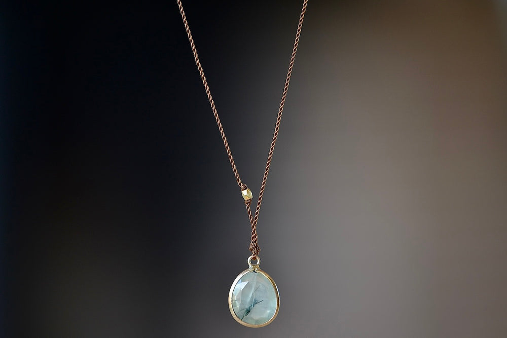 Prehnite Pendant Necklace with Inclusions