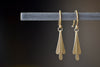 Carla Caruso Triple Fringe Drop earrings in 14k yellow satin matte gold. Everyday Elegance.
