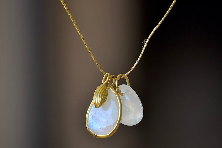 Colette Drill Pendant with Seed Charm in Moonstone
