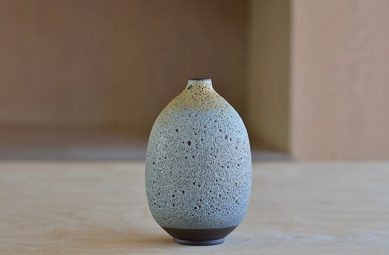 Blue and Yellow Volcanic Bottle Vase
