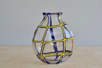 Robin Mix Small Flatform Murrine Vase - Yellow & Blue  with Large Clear Windows